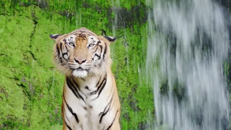 close-up.-Bengal-tigers-in-natural-waterfalls.-4K-Resolution