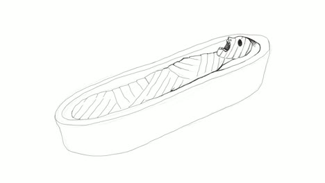 Hand-Drawn-of-Mummy-in-A-Coffin-Video-Clip