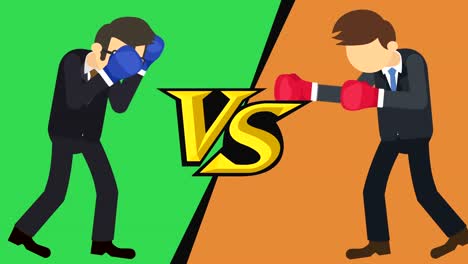 Business-man-battle-in-boxing-gloves.-Business-competition-concept.-Loop-illustration-in-flat-style.