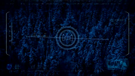 Drone-Hud-Display-Flying-Over-Snowy-Mountainside