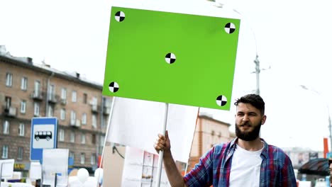 Pueblo-americano-de-la-demostración-política.-Banner-con-marcadores-de-seguimiento.