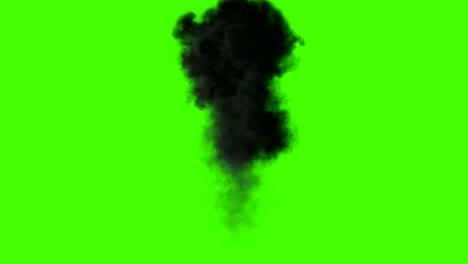 Explosion-with-fire-and-black-smoke-on-a-white-background-+-green-screen