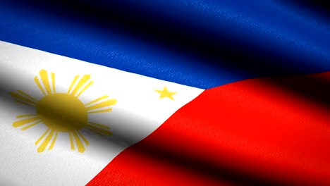 Bandera-de-Filipinas-ondeando-textil-textura-de-fondo.-Seamless-Loop-animación.-Pantalla-completa.-Cámara-lenta.-Vídeo-de-4-K