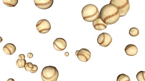 Baseball-balls-flying-in-slow-motion-against-white