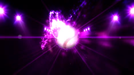 Baseball,-Illuminated-bright-blue-color-spotlights,-In-night-scene