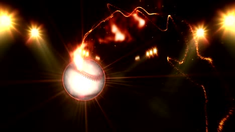 Baseball,-Illuminated-bright-blue-color-spotlights,-In-night-scene