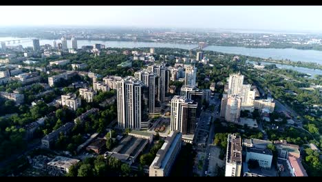 Modern-buildings-in-the-center-of-the-old-city,-top-view