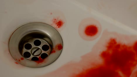 Murderer-washing-victim-blood-in-bath,-domestic-violence-crime,-manslaughter