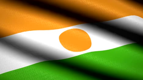 Niger-Flag-Waving-Textile-Textured-Background.-Seamless-Loop-Animation.-Full-Screen.-Slow-motion.-4K-Video