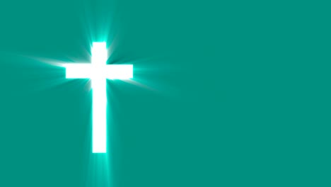 Christian-cross-with-sun-rays--shine-on-the-blue-background