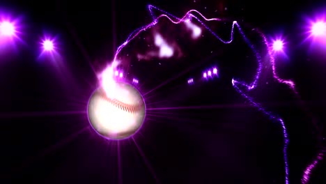 Baseball,-Illuminated-bright-blue-color-spotlights,-In-night-scene