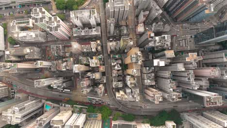 Aerial-drone-shot-of-Hong-Kong-city