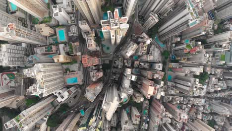 Aerial-drone-shot-of-Hong-Kong-city