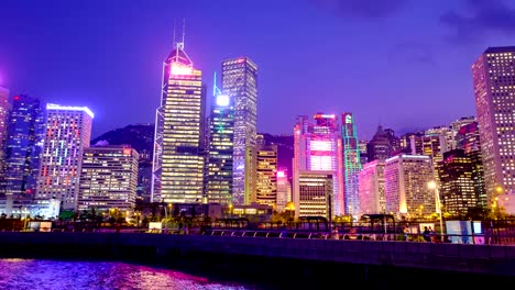 Hong-Kong-financial-district-at-night---time-lapse