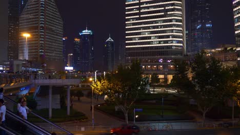 night-illuminated-shanghai-downtown-traffic-square-panorama-4k-china