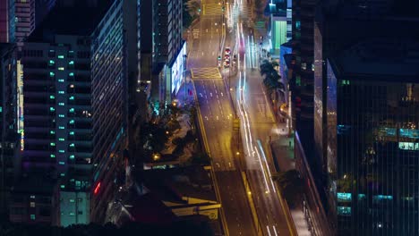 Stadt-Nacht-wenig-befahrenen-Straße-4-k-Zeitraffer-aus-Hong-kong