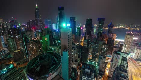 China-noche-luz-hong-kong-ocupado-edificios-azotea-superior-panorama-4k-lapso-de-tiempo