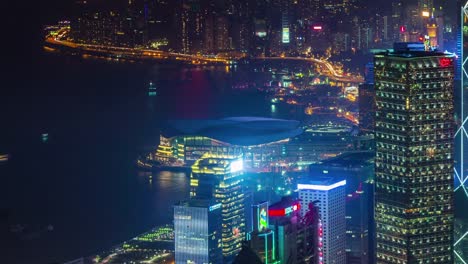 China-Hong-Kong-leichte-Nachtverkehr-bay-4-k-Zeit-verfallen-panorama