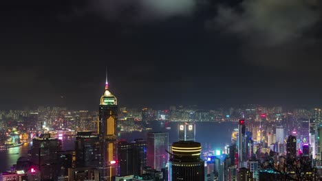 China-Hong-Kong-Nacht-Licht-Stadtpanorama-hohe-Gebäude-4-k-Zeitraffer