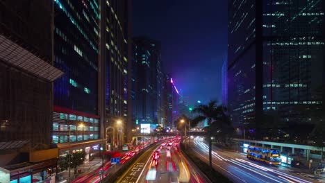 Nacht-wenig-befahrenen-Straße-4-k-Zeitraffer-von-Hong-Kong-city