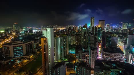 China-nahe-leichte-Hong-Kong-Stadt-Dach-Top-Panorama-4k-Zeitraffer