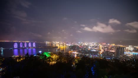 Ein-Nacht-Ansicht-Zeitraffer-von-Hainan-in-China