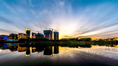 Skyscrapers-in-Ningbo,-China.-4k-Timelapse