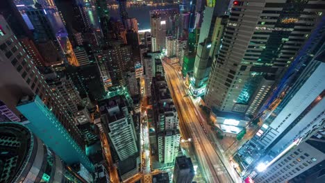 China-hong-kong-alta-azotea-edificio-lapso-noche-tráfico-calle-4-k