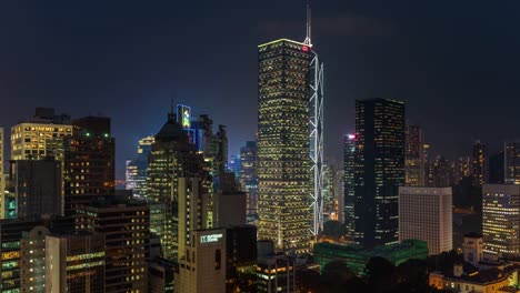 China-Tag-bis-zum-Abend-leichte-Hongkong-Büro-Gebäude-Panorama-4k-Zeitraffer