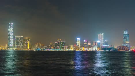 China-Nacht-Licht-Hong-Kong-Kowloon-Bay-Stadtpanorama-4k-Zeitraffer