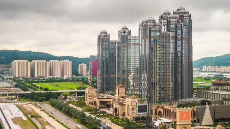 China-Tag-berühmten-Macau-grand-Hotel-Seite-Stadtpanorama-4k-Zeitraffer