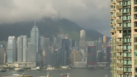 Victoria-Harbour-and-skyscrapers,-Hong-Kong