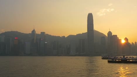 Hong-kong-ciudad-victoria-atardecer-bahía-puerto-china-panorama-4k-de-kowloon