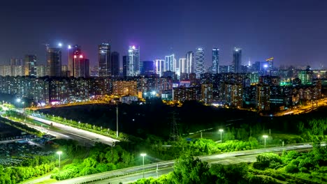 Zeit-Ablauf-von-NanJing-HeXi-Neustadt-in-der-Nacht