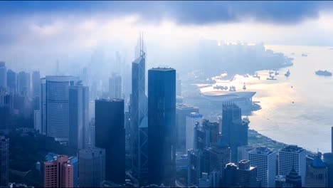 Aerial-Hong-Kong-Cityscape-On-Cloudy-Day-Over-4K-Time-Lapse-(zoom-in)