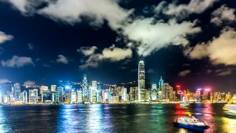 Time-lapse-of-HongKong-Skyline-and-victoria-habour-at-night