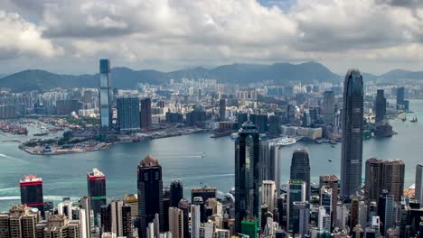 Timelapse-of-Hong-Kong-View-from-the-Mountain-Peak,Aerial-view,Landmark-view,