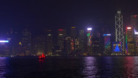 China-Nacht-erleuchtet-Hongkong-berühmte-Bucht-Stadtpanorama-4k