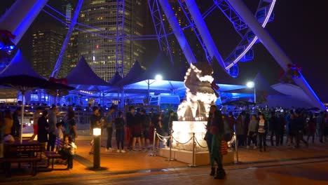 china-night-illumination-hong-kong-city-famous-ferris-wheel-crowded-panorama-4k