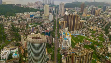 China-Tag-Zeit-Zhuhai-Stadtbild-Verkehr-Straße-aerial-Panorama-4k-Zeitraffer