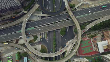 china-guangzhou-city-day-time-traffic-road-junction-aerial-top-view-4k