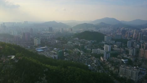 Sonnenuntergangszeit-Zhuhai-Stadtbild-aerial-Panorama-4k-china