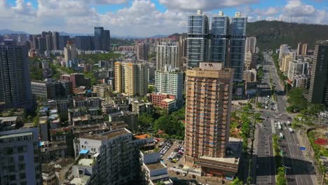 Zhuhai-paisaje-soleado-día-principal-del-tráfico-carretera-túnel-panorama-aéreo-4k-china