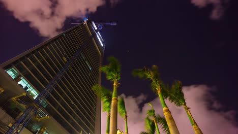 night-illuminated-zhuhai-city-bay-hotel-construction-top-view-palm-panorama-4k-time-lapse-china