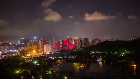 China-noche-zhuhai-famosa-montaña-Parque-superior-paisaje-panorama-aéreo-4k-timelapse