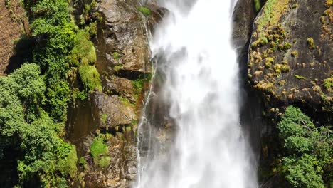 Waterfall-in-Himalayas-range-Nepal-from-Air-view-from-drone