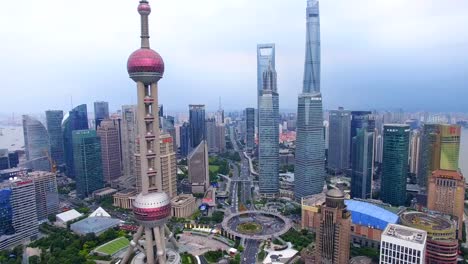 Antena-center,Shanghai.China-de-negocio-vista-de-Lujiazui.