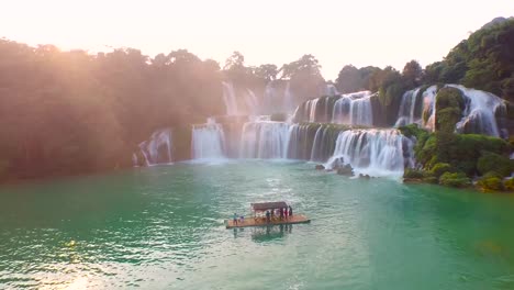 Bangioc-waterfall-in-cao-bang-province,-Vietnam,-high-angle-view