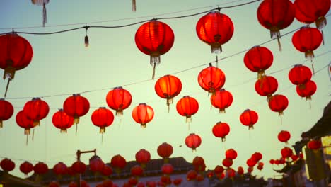 hanging-red-Chinese-lantern-in-evening-sky
