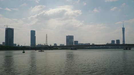 day-light-guangzhou-city-pearl-river-walking-bay-panorama-4k-timelapse